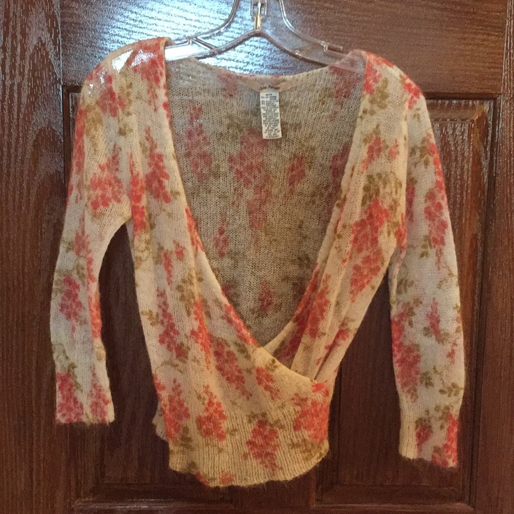 Free People Floral Mohair Sweater Size Medium
